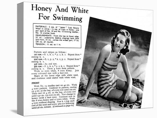 Swimwear Knitting Pattern, 1948-null-Stretched Canvas