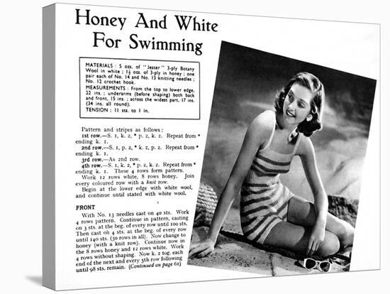 Swimwear Knitting Pattern, 1948-null-Stretched Canvas