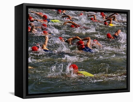 Swindon, Participants in a Triathalon Competition, Swindon, England, England-Paul Harris-Framed Stretched Canvas