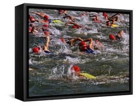 Swindon, Participants in a Triathalon Competition, Swindon, England, England-Paul Harris-Framed Stretched Canvas