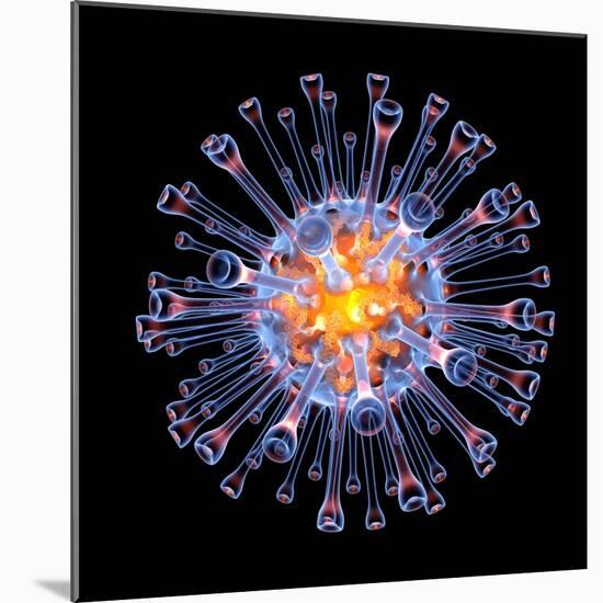 Swine Flu Virus Particle, Artwork-PASIEKA-Mounted Premium Photographic Print