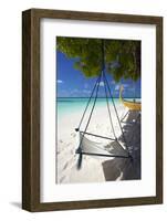 Swing and Traditional Boat on Tropical Beach, Maldives, Indian Ocean, Asia-Sakis Papadopoulos-Framed Photographic Print