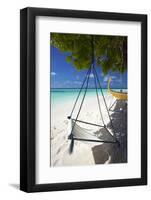 Swing and Traditional Boat on Tropical Beach, Maldives, Indian Ocean, Asia-Sakis Papadopoulos-Framed Photographic Print