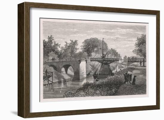 Swing Bridge on the Sodertelge Canal Sweden-S. Hallbeck-Framed Art Print