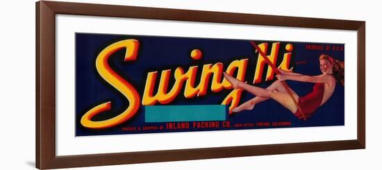 Swing Hi Peach Label - Fresno, CA-Lantern Press-Framed Premium Giclee Print