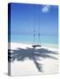 Swing on the Beach Above Palm Tree Shadow-null-Stretched Canvas
