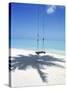 Swing on the Beach Above Palm Tree Shadow-null-Stretched Canvas