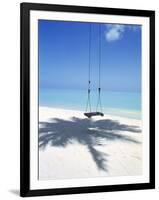 Swing on the Beach Above Palm Tree Shadow-null-Framed Photographic Print