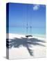 Swing on the Beach Above Palm Tree Shadow-null-Stretched Canvas