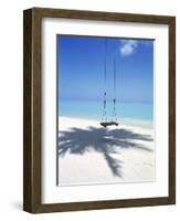 Swing on the Beach Above Palm Tree Shadow-null-Framed Photographic Print