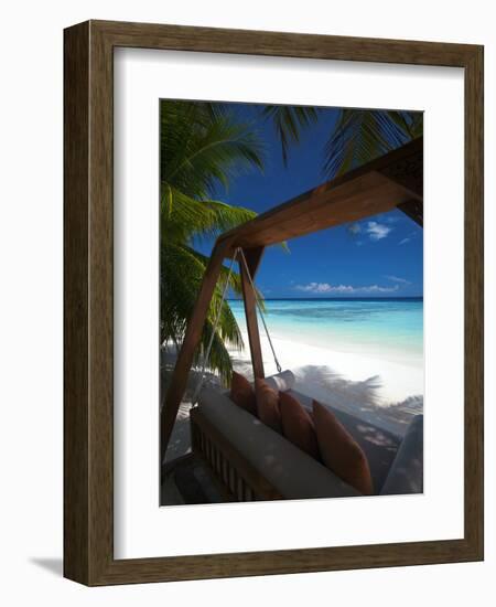 Swing on Tropical Beach, Maldives, Indian Ocean, Asia-Sakis Papadopoulos-Framed Photographic Print