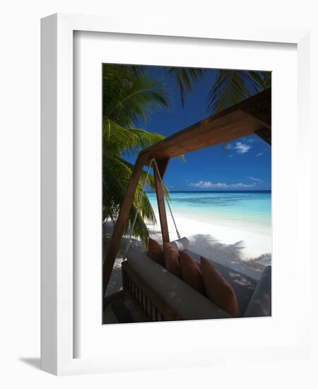 Swing on Tropical Beach, Maldives, Indian Ocean, Asia-Sakis Papadopoulos-Framed Photographic Print