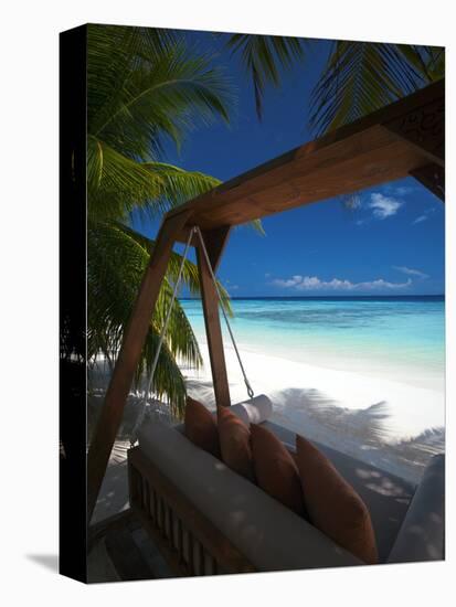 Swing on Tropical Beach, Maldives, Indian Ocean, Asia-Sakis Papadopoulos-Stretched Canvas