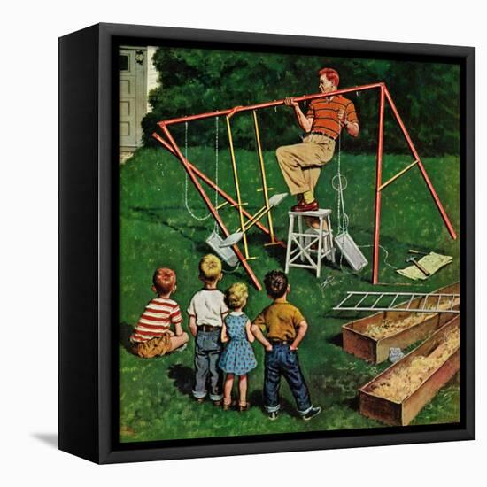"Swing-set", June 16, 1956-Amos Sewell-Framed Stretched Canvas
