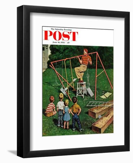 "Swing-set" Saturday Evening Post Cover, June 16, 1956-Amos Sewell-Framed Giclee Print