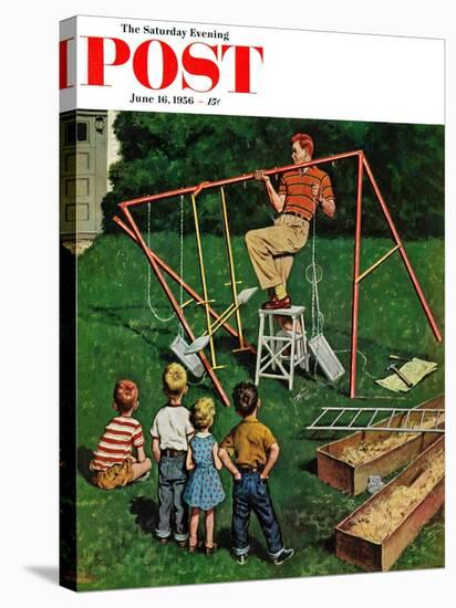 "Swing-set" Saturday Evening Post Cover, June 16, 1956-Amos Sewell-Stretched Canvas
