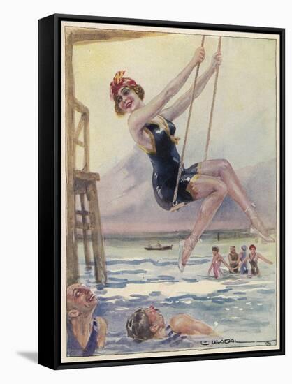 Swinging and Flirting-L. Usasal-Framed Stretched Canvas