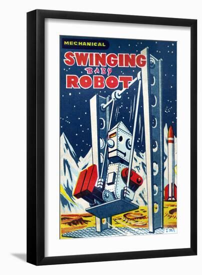 Swinging Baby Robot-null-Framed Art Print
