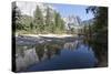 Swinging Bridge over Merced River, Cathedral Beach, Yosemite National Park, California, Usa-Jean Brooks-Stretched Canvas