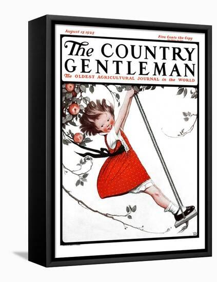 "Swinging in the Apple Tree," Country Gentleman Cover, August 15, 1925-Sarah Stilwell Weber-Framed Stretched Canvas