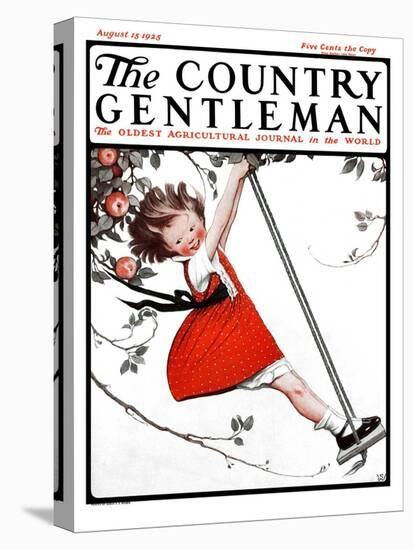 "Swinging in the Apple Tree," Country Gentleman Cover, August 15, 1925-Sarah Stilwell Weber-Stretched Canvas