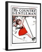 "Swinging in the Apple Tree," Country Gentleman Cover, August 15, 1925-Sarah Stilwell Weber-Framed Giclee Print