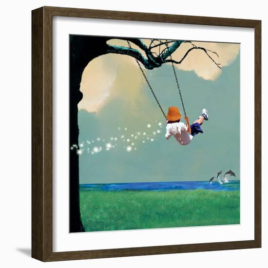 Swinging-Nancy Tillman-Framed Art Print