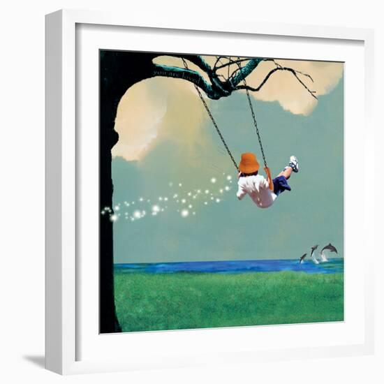 Swinging-Nancy Tillman-Framed Art Print