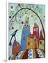 Swirl Tree Bird & Houses-Karla Gerard-Framed Premium Giclee Print