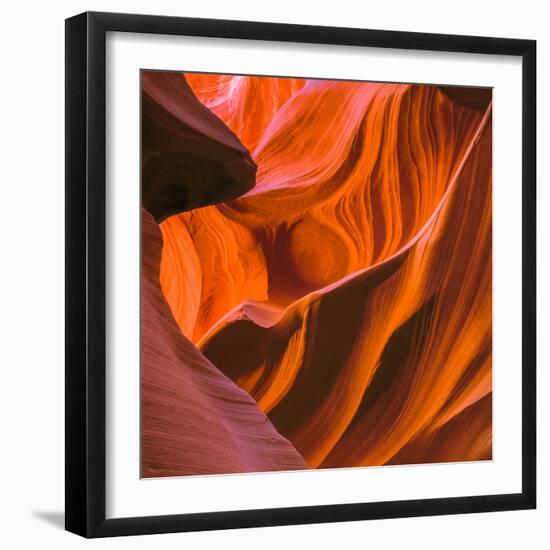 Swirling Sandstone in Lower Antelope Canyon Near Page, Arizona-John Lambing-Framed Photographic Print