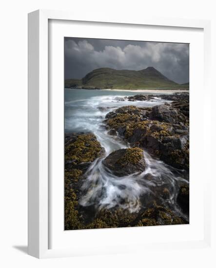 Swirling Tide and Beinn Chliaid, Isle of Barra, Outer Hebrides-Stewart Smith-Framed Photographic Print