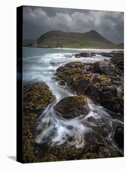 Swirling Tide and Beinn Chliaid, Isle of Barra, Outer Hebrides-Stewart Smith-Stretched Canvas
