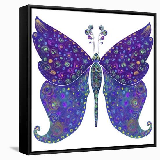 Swirls Butterfly-Delyth Angharad-Framed Stretched Canvas