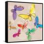 Swirly Butterflies + Neutral Back-Robbin Rawlings-Framed Stretched Canvas