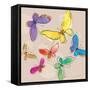 Swirly Butterflies + Neutral Back-Robbin Rawlings-Framed Stretched Canvas