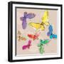 Swirly Butterflies + Neutral Back-Robbin Rawlings-Framed Art Print