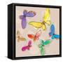 Swirly Butterflies + Neutral Back-Robbin Rawlings-Framed Stretched Canvas