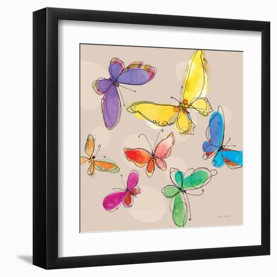 Swirly Butterflies + Neutral Back-Robbin Rawlings-Framed Art Print