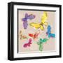 Swirly Butterflies + Neutral Back-Robbin Rawlings-Framed Art Print