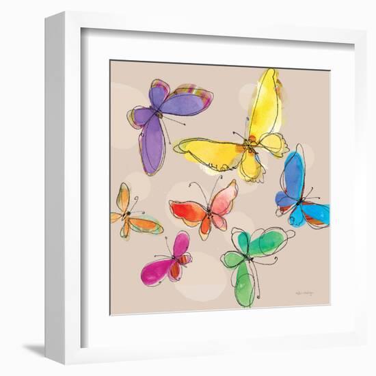 Swirly Butterflies + Neutral Back-Robbin Rawlings-Framed Art Print