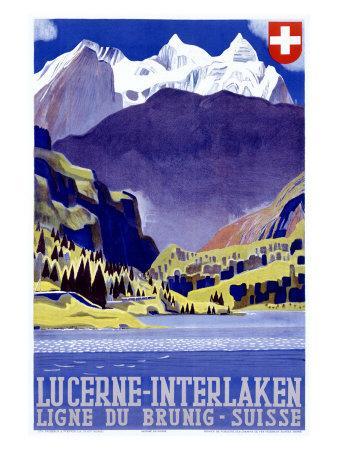 Swiss Alps Lucerne Travel Poster