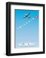 Swiss Alps - Swissair DC-4 - The Airline of Switzerland-Hermann Eidenbenz-Framed Art Print