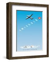 Swiss Alps - Swissair DC-4 - The Airline of Switzerland-Hermann Eidenbenz-Framed Art Print