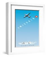 Swiss Alps - Swissair DC-4 - The Airline of Switzerland-Hermann Eidenbenz-Framed Art Print