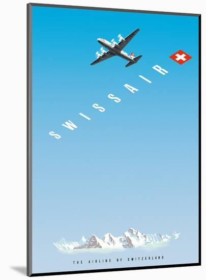 Swiss Alps - Swissair DC-4 - The Airline of Switzerland-Hermann Eidenbenz-Mounted Art Print