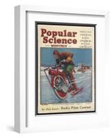 Swiss-American Inventor Thomas Avoskan's Motor Cycle with Skates-Frank Murch-Framed Photographic Print