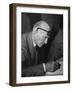 Swiss Architect Le Corbusier Leaning Down to Write with His Glasses Pushed Back on His Forehead-null-Framed Premium Photographic Print