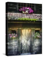 Swiss Barn Door with Flowers-George Oze-Stretched Canvas
