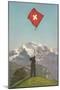 Swiss Flag Above Alps-null-Mounted Art Print