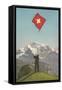 Swiss Flag Above Alps-null-Framed Stretched Canvas